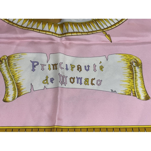 123 - Italian ' Principaute de Monaco ' silk scarf, named designer with label, 86m x 86cm