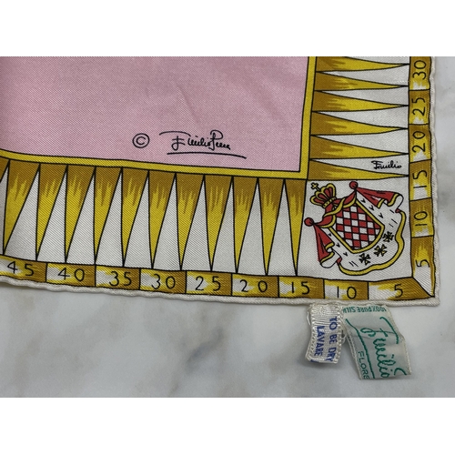 123 - Italian ' Principaute de Monaco ' silk scarf, named designer with label, 86m x 86cm