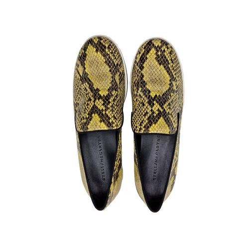 103 - Stella McCartney camomile and black faux python skin dust binx platform loafers, size 6, with origin... 