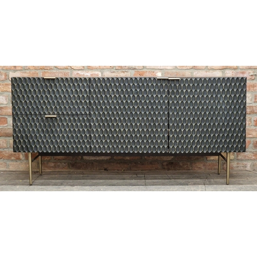 1222 - Contemporary brutalist style sideboard, H 74cm x W 158cm x D 46cm