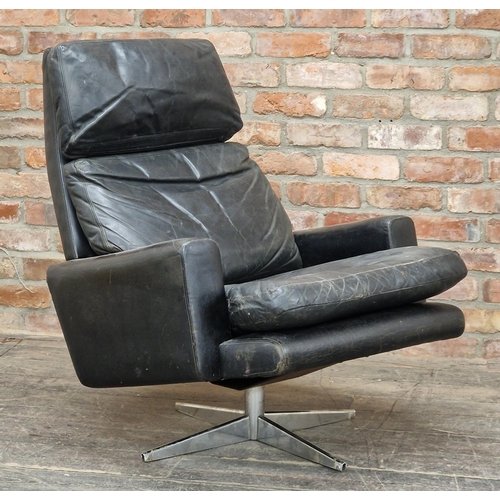 1224 - Fredrik A. Kayser for Vatne Møbler (1924-1968) - Vintage Mid-Century chrome and leather swivel chair... 