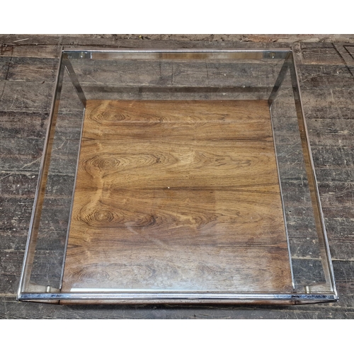 1233 - Merrow Associates - Good quality chrome and glass coffee table, H 40cm x W 84cm x D 86cm