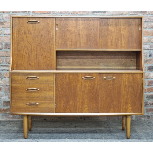 1284 - Jentique - Vintage teak highboard, H 127.5cm x W 137cm x D 40.5cm