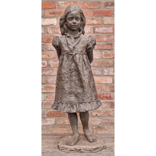 1388 - Marion Smith - Composite bronzed effect sculpture of a young girl, H 130cm x W 49cm x D 40cm