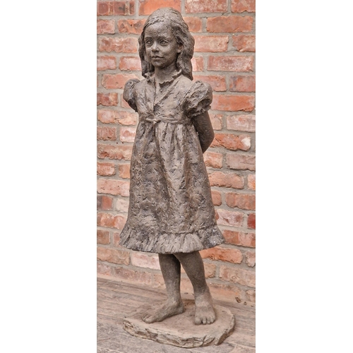 1388 - Marion Smith - Composite bronzed effect sculpture of a young girl, H 130cm x W 49cm x D 40cm