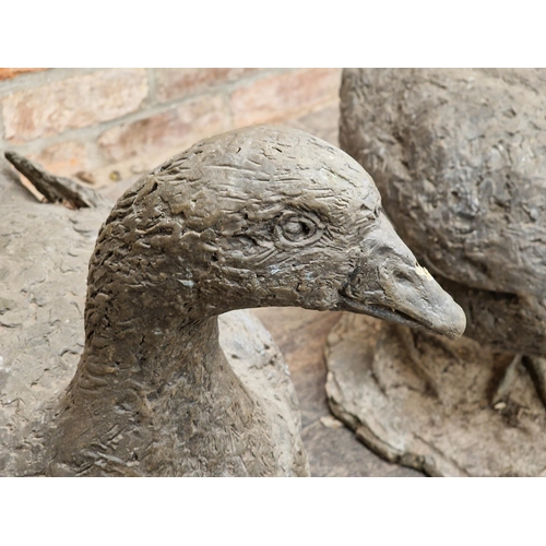 1389 - Marion Smith - Pair of Composite bronzed effect sculptures of geese, H 53cm (largest) (2)