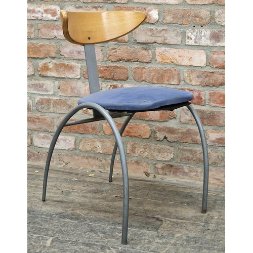 1306 - Set of 14 vintage metal stacking chairs with upholstered seats and plywood backs, H 78cm (14)