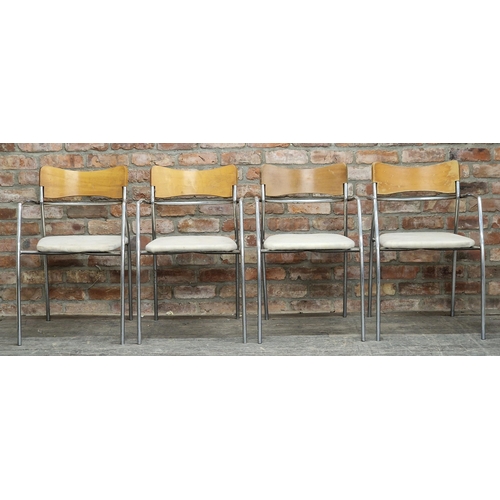 1310 - Set of four vintage chrome armchairs with upholstered pad seats, H 79cm (4)