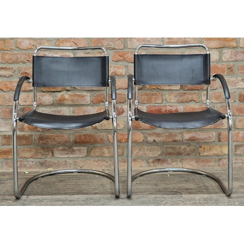 1311 - Pair of Effezeta vintage chrome and leather cantilever armchairs, H 82cm x W 55cm x D 43cm (2)