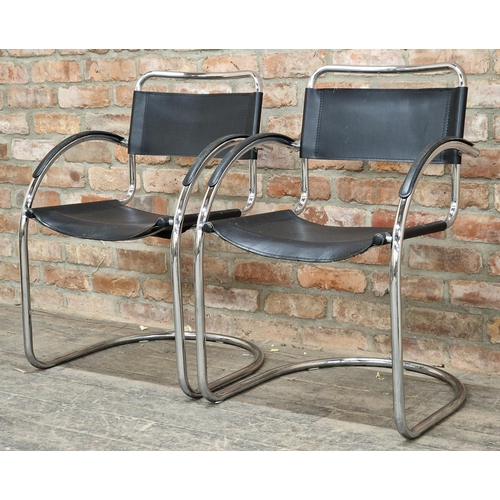 1311 - Pair of Effezeta vintage chrome and leather cantilever armchairs, H 82cm x W 55cm x D 43cm (2)