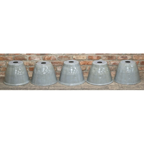 1315 - Set of five industrial metal pendant ceiling light shades, H 30cm x W 43m (5)