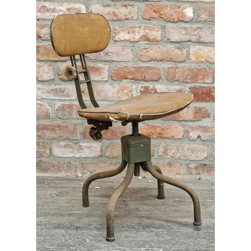 1316 - Vintage retro industrial swivel chair, H 77cm