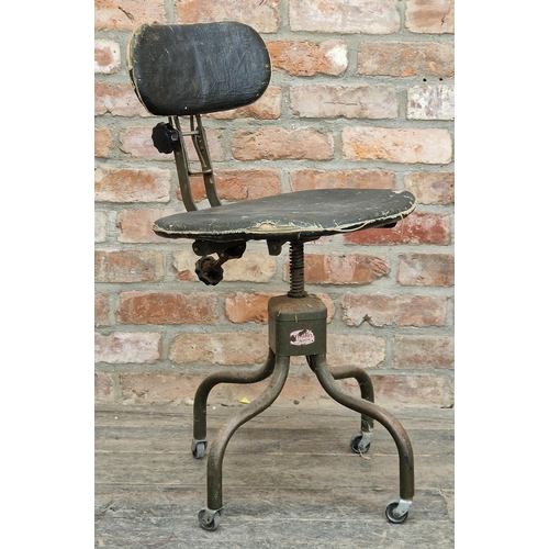 1317 - Vintage retro industrial swivel chair by Evertaut, H 83m