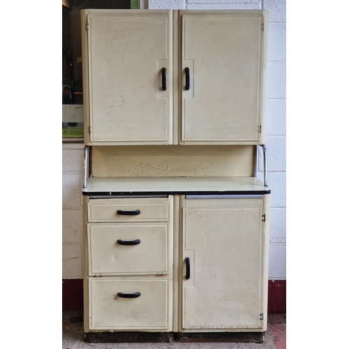 1346 - Vintage Industrial - mid-century aluminium kitchen cabinet, H 188cm x W 106cm x D 52cm