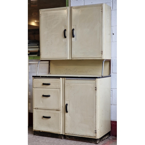 1346 - Vintage Industrial - mid-century aluminium kitchen cabinet, H 188cm x W 106cm x D 52cm