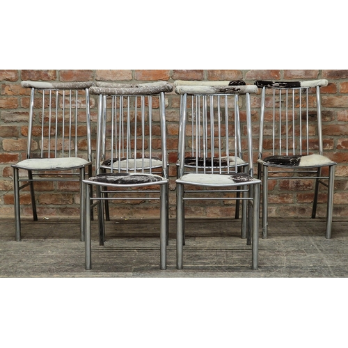 1351 - Italian chrome dining chairs with animal hide seats (6)