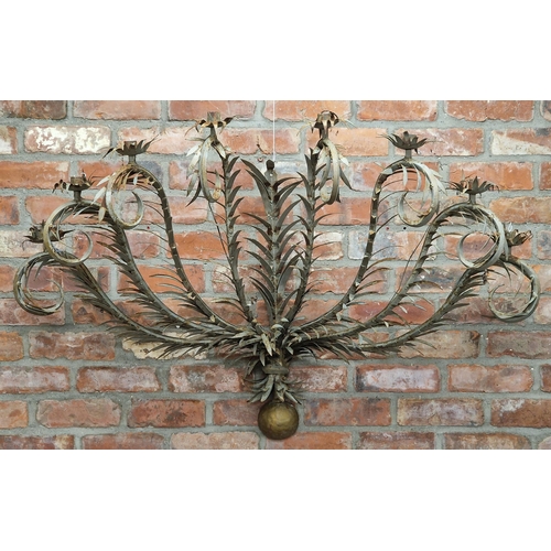 1151 - In the manner of Maison Jansen, a large eight branch acanthus leaf wall sconce, 90cm H x 130cm W