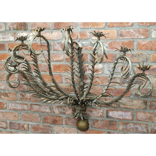 1151 - In the manner of Maison Jansen, a large eight branch acanthus leaf wall sconce, 90cm H x 130cm W