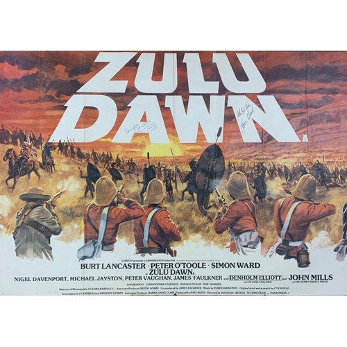 412 - Original 1979 'Zulu Dawn' British quad film poster, signed by director Douglas Hickox and Simon Ward... 