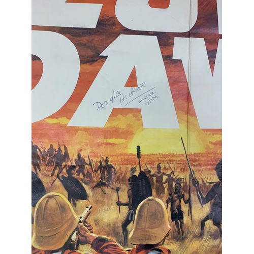 412 - Original 1979 'Zulu Dawn' British quad film poster, signed by director Douglas Hickox and Simon Ward... 