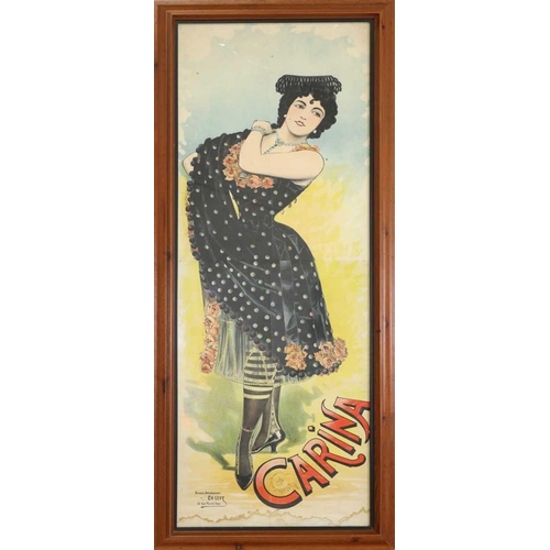 605 - CARINA …late 19th century poster by Charles Levy, Important and rare life-size Lithograph poster of ... 