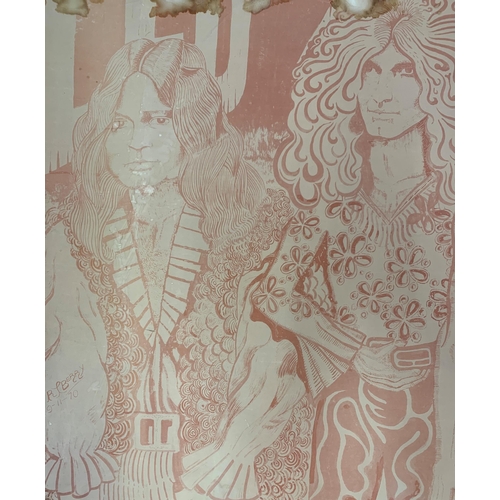 207 - Incredibly scarce Led Zeppelin promotional poster, wonderful psychedelic art depicting the band, sig... 