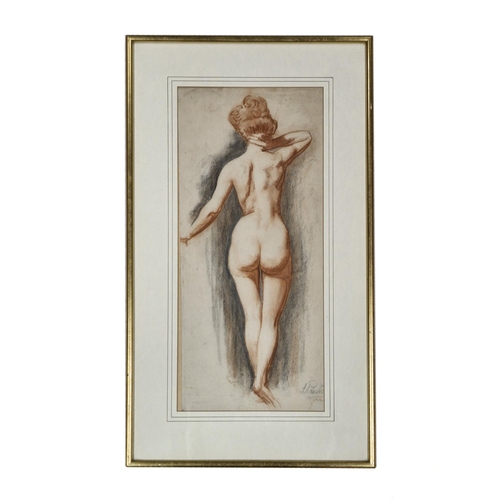 1530 - Lawrence Preston (1883-1960) - Nude portrait, signed, charcoal, 55 x 25cm, framed