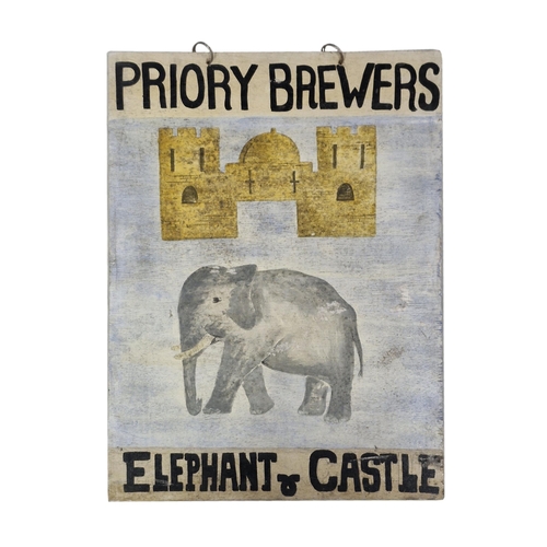 1536 - Four Folk Art hand painted pub signs for Priory Brewers - Ring of Bells, Rose and Crown, The Old Bul... 