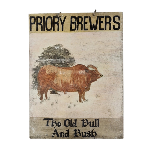 1536 - Four Folk Art hand painted pub signs for Priory Brewers - Ring of Bells, Rose and Crown, The Old Bul... 