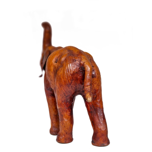 1616 - Brown leather wrapped elephant, in the style of Liberty, H 35cm