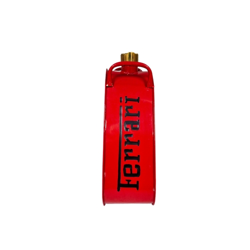 1044 - Reproduction hand painted Ferrari oil can with brass cap, H 35cm