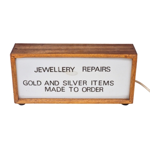 1045 - Jewellery repairs shopfront light box sign, 'Gold And Silver Items Made To Order', 37cm x 17cm x 10c... 