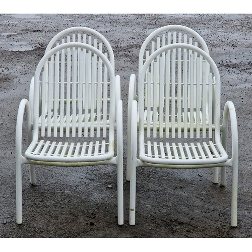 1362 - Set of four Danish aluminium tubular garden stacking chairs (4)