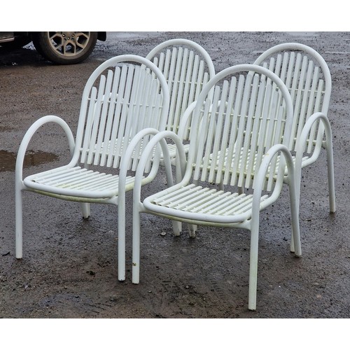 1362 - Set of four Danish aluminium tubular garden stacking chairs (4)