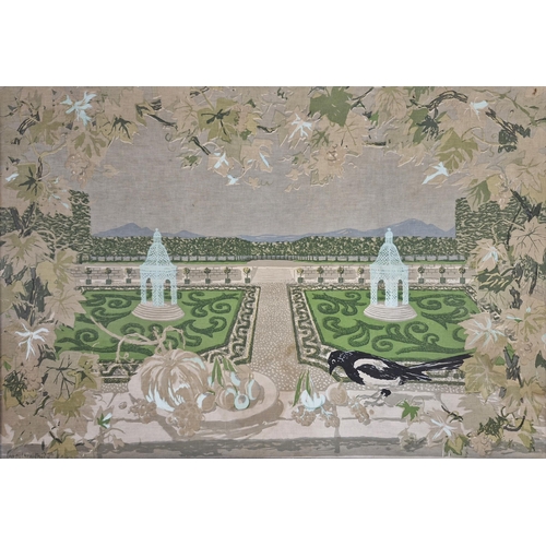 1541 - Roger Chapelain-Midy (1904-1992, French) - 'Gardens of Versailles', signed, work on textile, 97 x 14... 