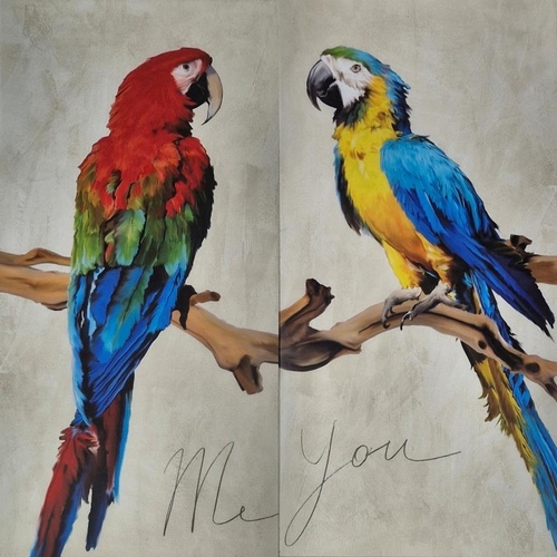 1548 - Teo Rizzardi (20th / 21st century, Italian)  - 'Me & You', parrot portraits, giclee prints, 100 x 50... 