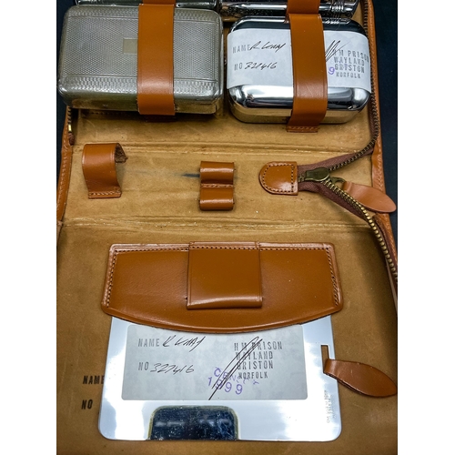 453 - Reggie Kray - Leather cased grooming set, property of Reggie Kray.
With prison application papers fr... 