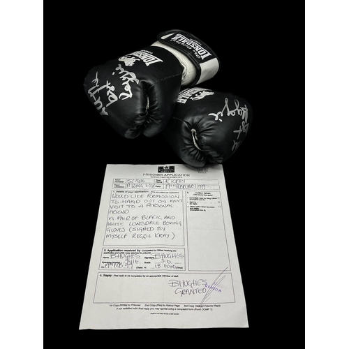 463 - Reggie Kray - Pair of signed Losdale boxing gloves, property of Reggie Kray.
With prison application... 