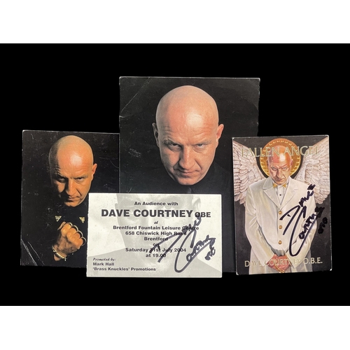 464 - Dave Courtney - Pair of signed posters, 60 x 42cm with three signed flyers and further flyer for Hel... 