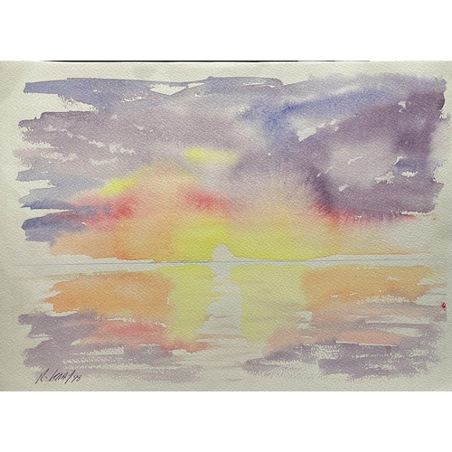 474 - Reginald 'Reggie' Kray (British, 1933-2000) - Sunset, signed and dated 1998, watercolour, 28 x 38cm