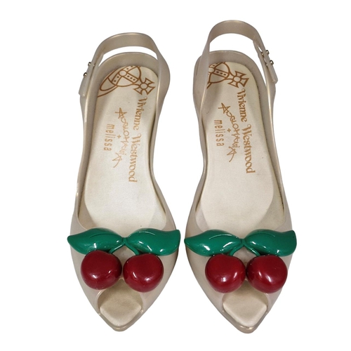 93 - Vivienne Westwood Melissa cherry design heeled shoes, size small, with retail bag