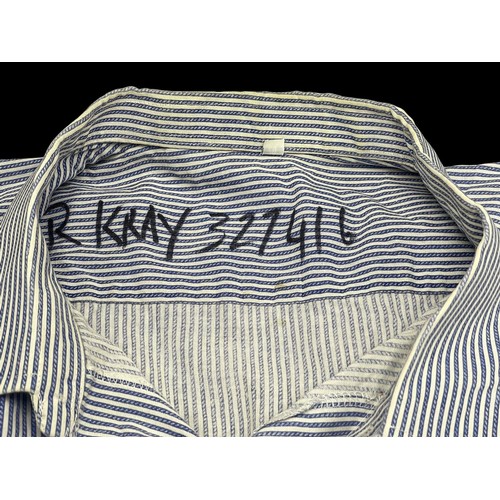 484 - Reggie Kray - Prison shirt, with KRAY 327416 written interior collar, from HMP Wayland