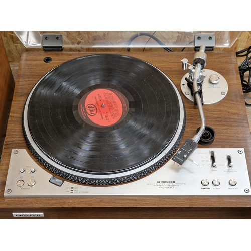 343 - Collection of vintage music equipment - Pioneer PL-530 turntable with additional Pioneer TX-6500II S... 