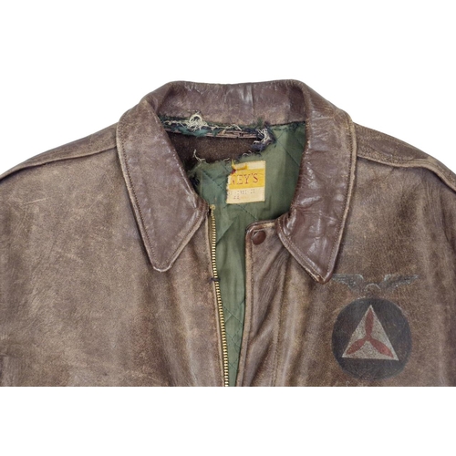 116 - Exceptional WWII brown leather CAP (Civil Air Patrol) flying jacket, labelled 'J. Sullivan C.A.P' to... 