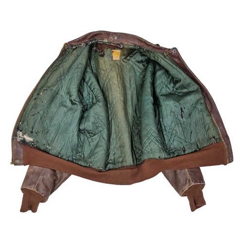 116 - Exceptional WWII brown leather CAP (Civil Air Patrol) flying jacket, labelled 'J. Sullivan C.A.P' to... 