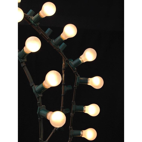 1033 - Impressive Mid-Century bespoke iron framed one hundred bulb carnival light chandelier, working, 160c... 