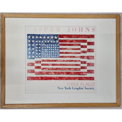 1450 - Jasper Johns (1930-) Three Flags, New York Graphic Society, coloured Print, 100cm x 77cm, framed