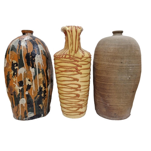 1629 - Large mid 20th century studio pottery vases to include a Geza Gorka example, tallest 50cm high (3)