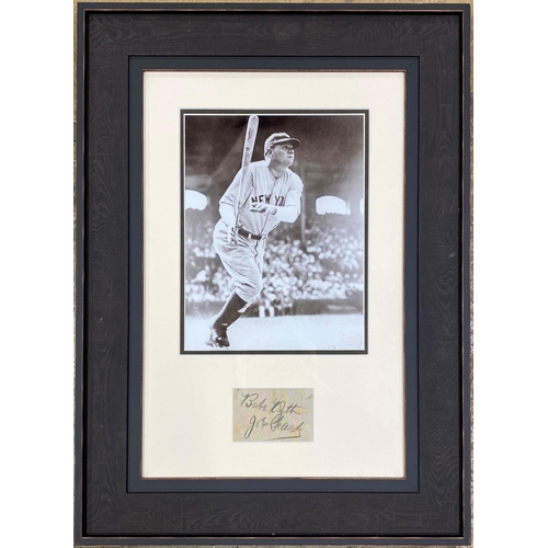 524 - Baseball - Babe Ruth autograph and black and white photograph, with a further unknown autograph, the... 