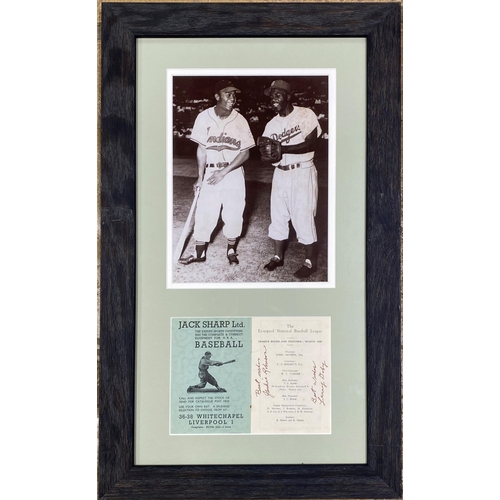 525 - Baseball - Jackie Robinson and Larry Dobie autographed 1939 Liverpool National Baseball Leauge fixtu... 